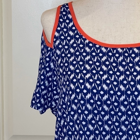 THML‎ Blue White And Orange Jaye Cold Shoulder Top Size S - Picture 6 of 9
